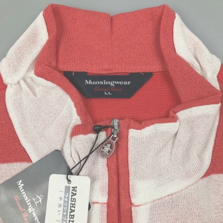  Munsingwear マンシングウェア レディース　ゴルフウェア  ボーダー SIZE LL LG2923 R519 ホワイト×サーモンピンク