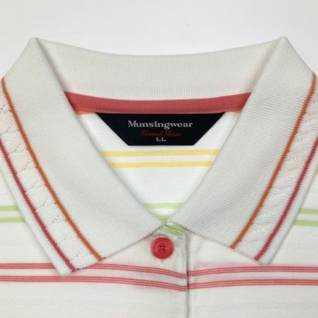  Munsingwear マンシングウェア レディース　ゴルフウェア　SIZE LL　ボーダー柄 LG1653 XN20 ホワイト