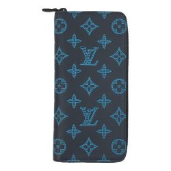 ▽▽ LOUIS VUITTON ルイヴィトン モノグラム・シャドウ ジッピーウォレット ヴェルティカル M82322 ネイビー Aランク