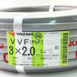 ▽▽ YAZAKI VVFケーブル（PbF） 3×2.0mm 100m 灰 Sランク