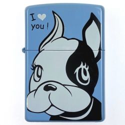▽▽  ZIPPO フレンチブルドッグ ブルー 3面加工 ジッポー Bランク