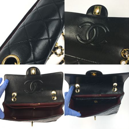  CHANEL シャネル ショルダーバッグ マトラッセ ラムスキン チェーン ポーチ付 A2200 ブラック