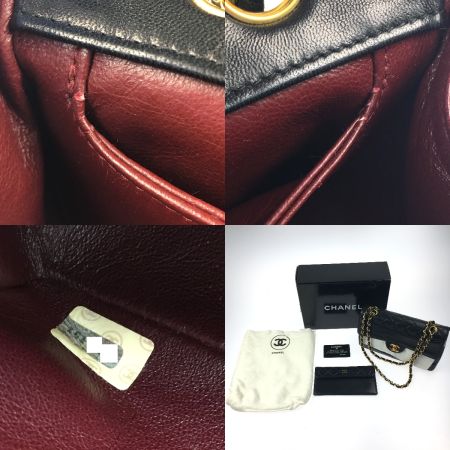  CHANEL シャネル ショルダーバッグ マトラッセ ラムスキン チェーン ポーチ付 A2200 ブラック