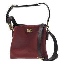 ▽▽ COACH コーチ 2WAYバッグ ウィロウ バケット バッグ カラーブロック C3766 レッド Sランク
