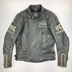 ▽▽ YELLOW CORN イエローコーン ライダース レザージャケット シングル プロテクター 対応 SIZE L ブラック Cランク