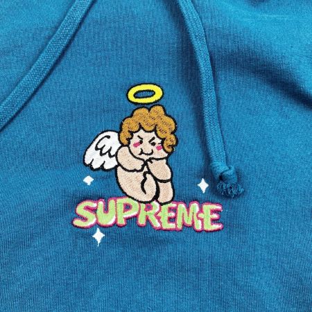  Supreme シュプリーム 22SS ANGEL HOODED SWEATSHIRT M パーカー ブルー