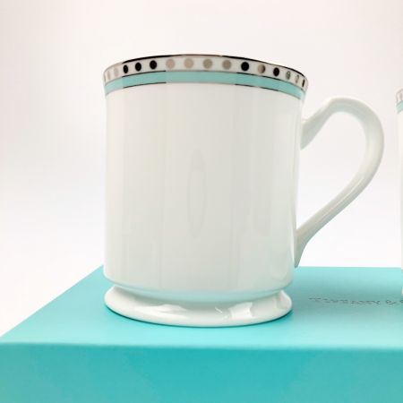  Tiffany & Co. ティファニー プラチナブルーバンド マグカップ ペア 箱付 開封未使用品
