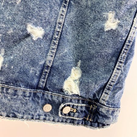  ZARA ザラ レディース フリンジ ネイティブ柄 ダメージ加工 Gジャン SIZE S