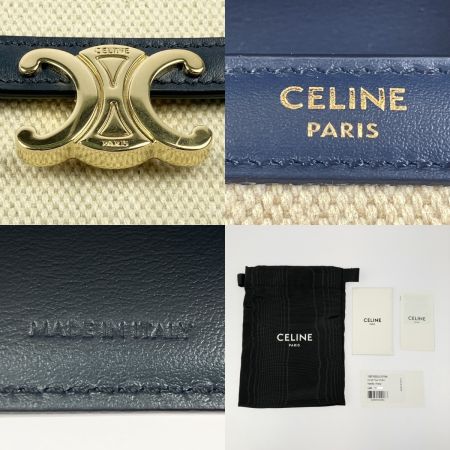  CELINE セリーヌ スモールフラップウォレット トリオンフ 10D782DJ2.01NA ベージュ x ネイビー