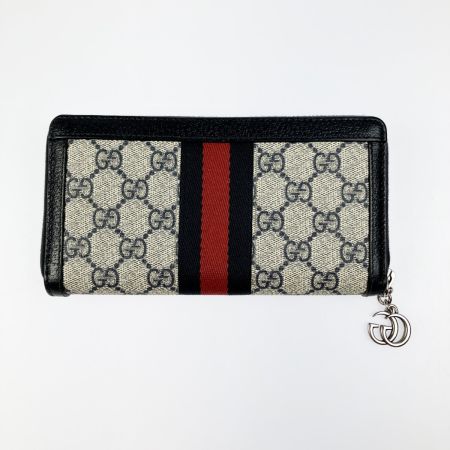  GUCCI グッチ オフィディア GG ジップアラウンドウォレット 523154 ネイビー x ベージュ