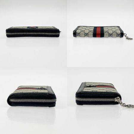  GUCCI グッチ オフィディア GG ジップアラウンドウォレット 523154 ネイビー x ベージュ