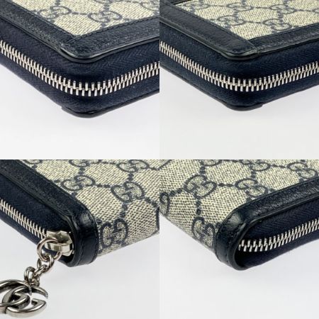  GUCCI グッチ オフィディア GG ジップアラウンドウォレット 523154 ネイビー x ベージュ