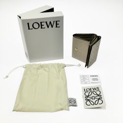 ▽▽ LOEWE ロエベ 牛革 カーフ ミニ財布 3つ折り財布 箱・布袋付 262140 ベージュ Bランク
