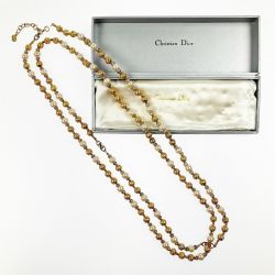 ▽▽ Christian Dior クリスチャンディオール フェイクパール ロングネックレス 90cm 42cm ブレスレット 18cm Bランク