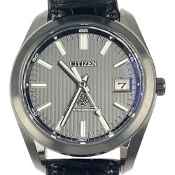 ▽▽ CITIZEN ザ・シチズン エコ・ドライブ限定モデル ブラックイーグル クロノマスター ワニ革 AQ4054-01E Bランク