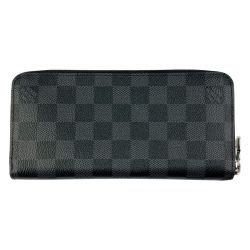 ▽▽ LOUIS VUITTON ルイヴィトン ダミエ・グラフィット ジッピーウォレット・ヴェルティカル N63095 ブラック Bランク