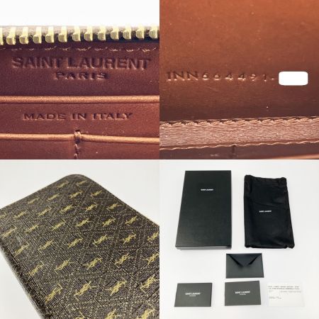  Yves Saint Laurent イブサンローラン ラウンドファスナー財布 664491 ブラウン