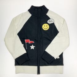 ▽▽ kiss on the green レディース ゴルフウェア ニット ブルゾン スマイルワッペン ブラック 開封未使用品 Sランク