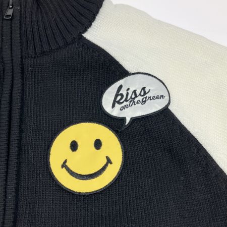  kiss on the green レディース ゴルフウェア ニット ブルゾン スマイルワッペン ブラック 開封未使用品