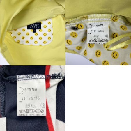 PEARLY GATES パーリーゲイツ レディース ゴルフウェア 紺ボーダーTシャツ イエロー スカートセット