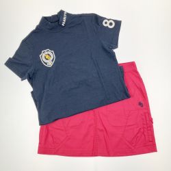 ▽▽ PEARLY GATES パーリーゲイツ レディース ゴルフウェア ネイビー Tシャツ ピンク スカート セット Bランク