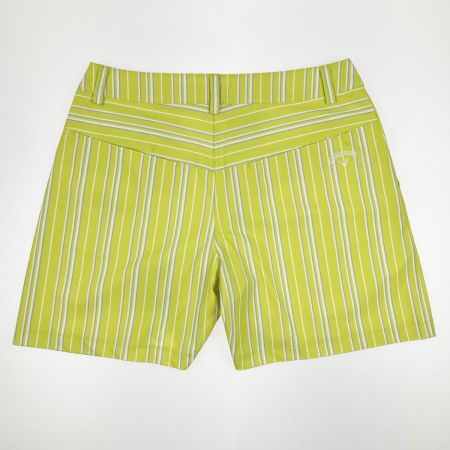  Callaway キャロウェイ レディース ゴルフウェア ストライプ タック ショートパンツ M イエローグリーン 黄緑 開封未使用品