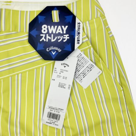  Callaway キャロウェイ レディース ゴルフウェア ストライプ タック ショートパンツ M イエローグリーン 黄緑 開封未使用品