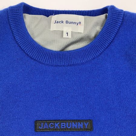  Jack Bunny!! ジャックバニー レディース ゴルフウェア バックロゴ サイドファスナーニット size1 ブルー