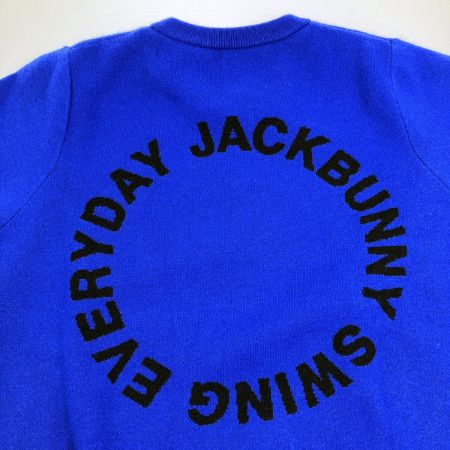  Jack Bunny!! ジャックバニー レディース ゴルフウェア バックロゴ サイドファスナーニット size1 ブルー