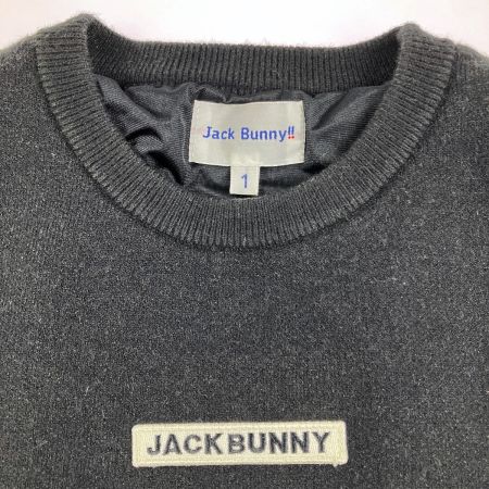  Jack Bunny!! ジャックバニー レディース ゴルフウェア バックロゴ サイドファスナーニット size1 ブラック