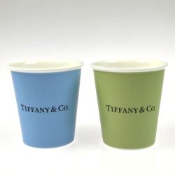 ▽▽ Tiffany & Co. ティファニー ボーンチャイナ コーヒーカップ 2個セット 紙袋・箱付 Aランク