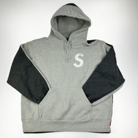  Supreme シュプリーム パーカー  21AW S Logo Split Hooded Sweatsshirt グレー×ライトグレー Mサイズ
