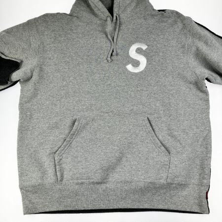  Supreme シュプリーム パーカー  21AW S Logo Split Hooded Sweatsshirt グレー×ライトグレー Mサイズ