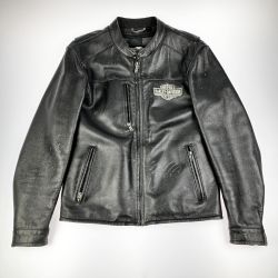 ▽▽ HARLEY-DAVIDSON ハーレーダビッドソン 2WAY レザージャケット ベンチレーション 付 M 傷アリ 97130-13VM ブラック Cランク