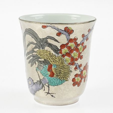   肥前有田焼 湯呑み 花鳥絵 江口天童