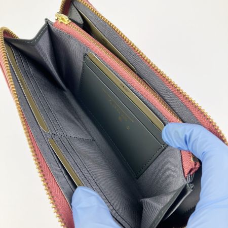  Takano 鎌倉高野 長財布 ラウンドファスナー クロコ型押し エナメル ピンク