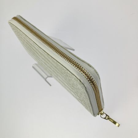  Takano 鎌倉高野 長財布 ラウンドファスナー クロコ型押し エナメル アイボリー系