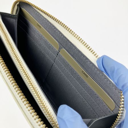  Takano 鎌倉高野 長財布 ラウンドファスナー クロコ型押し エナメル アイボリー系