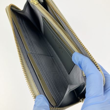  Takano 鎌倉高野 長財布 ラウンドファスナー クロコ型押し エナメル シャンパンゴールド