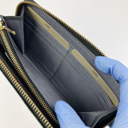  Takano 鎌倉高野 長財布 ラウンドファスナー クロコ型押し エナメル グリーン