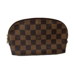 ◎◎ LOUIS VUITTON ルイヴィトン ダミエ ポッシュ・コスメティック 化粧ポーチ N47516 ブラウン Cランク