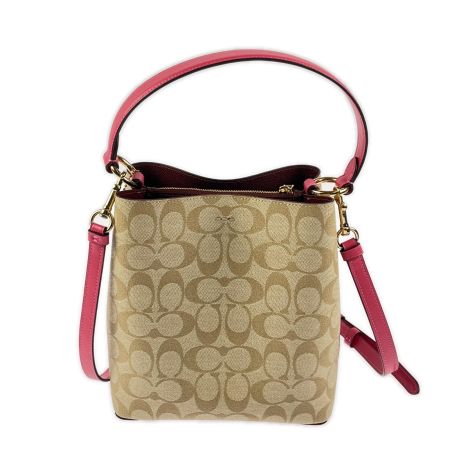  COACH コーチ スモール タウン バケット バッグ シグネチャー 2312 ベージュ×ピンク