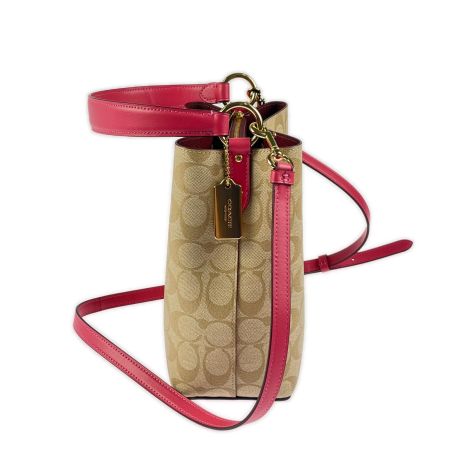  COACH コーチ スモール タウン バケット バッグ シグネチャー 2312 ベージュ×ピンク
