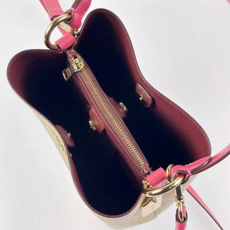  COACH コーチ スモール タウン バケット バッグ シグネチャー 2312 ベージュ×ピンク