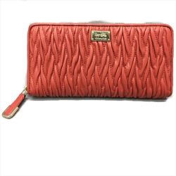 ▼▼ COACH コーチ ラウンドファスナー長財布 マディソンツイストレザー F49609 レッド Aランク