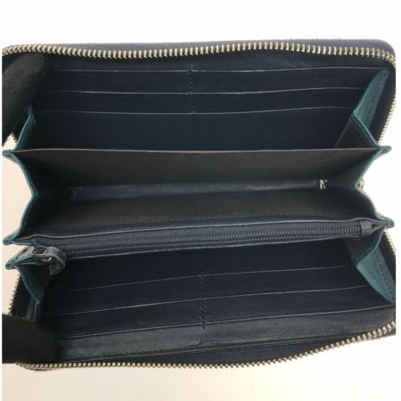  GUCCI グッチ ラウンドファスナー長財布 グッチシマ 307993 ネイビー×グリーン レザー 傷多数 財布本体のみ