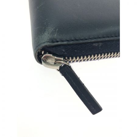  GUCCI グッチ ラウンドファスナー長財布 グッチシマ 307993 ネイビー×グリーン レザー 傷多数 財布本体のみ