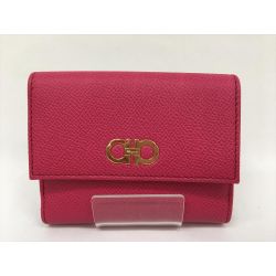 ▼▼ Ferragamo フェラガモ レディース 二つ折り財布 ガンチーニ ピンク Aランク
