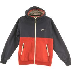 ▼▼ stussy ステューシ メンズ ナイロンジャケット M 劣化あり ネイビー×レッド Bランク