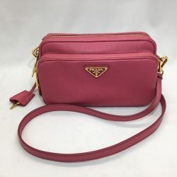 ▼▼ PRADA プラダ ショルダーバッグ サフィアーノ ミニ ダブルジッパー  BT0101 ピンク Bランク